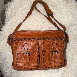 Patricia Nash Tan Leather Crossbody Bag